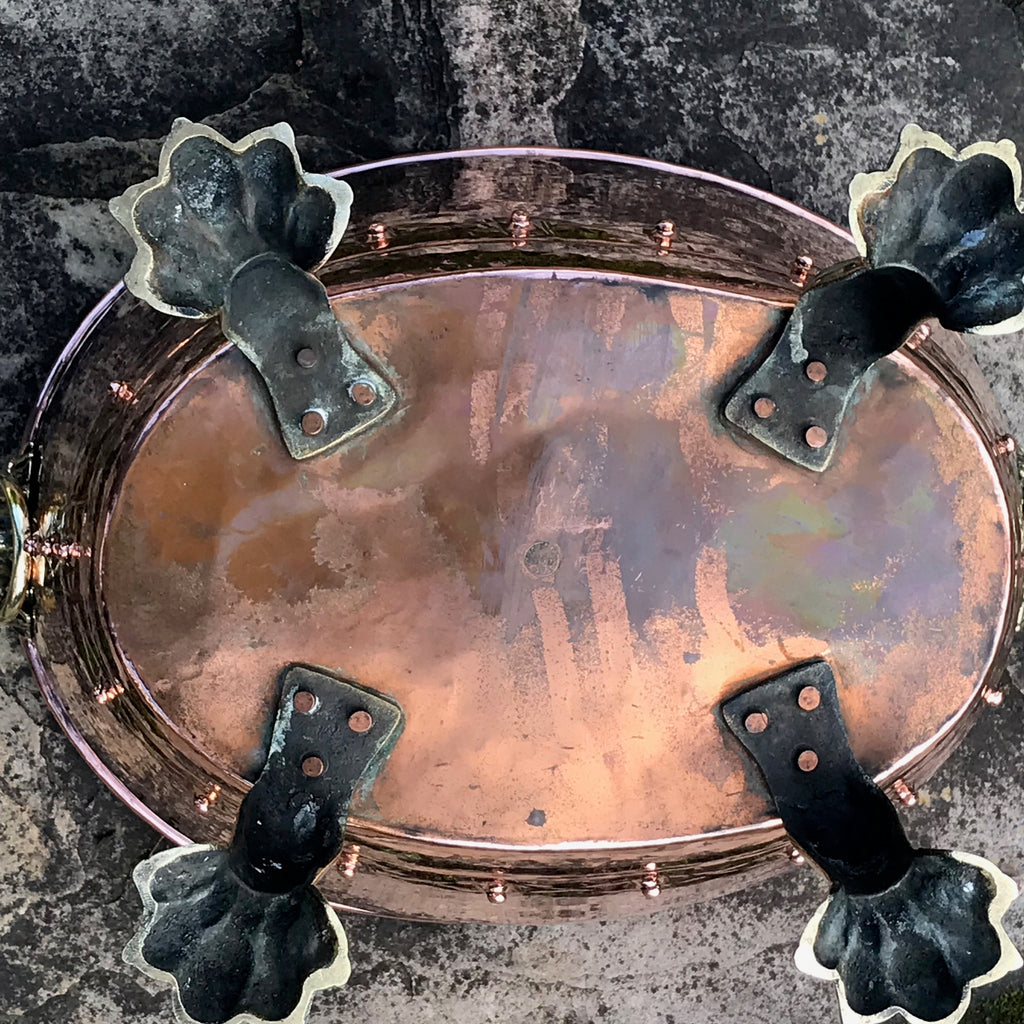 19th Century Copper Jardiniere with Lion Mask Handles - Detail View - 4