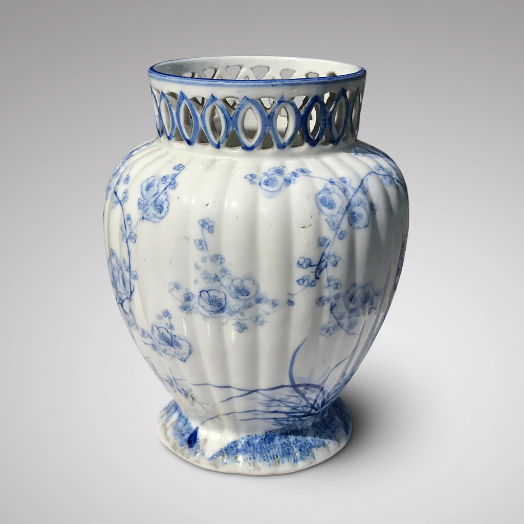 Chinese Lobed Blue & White Vase