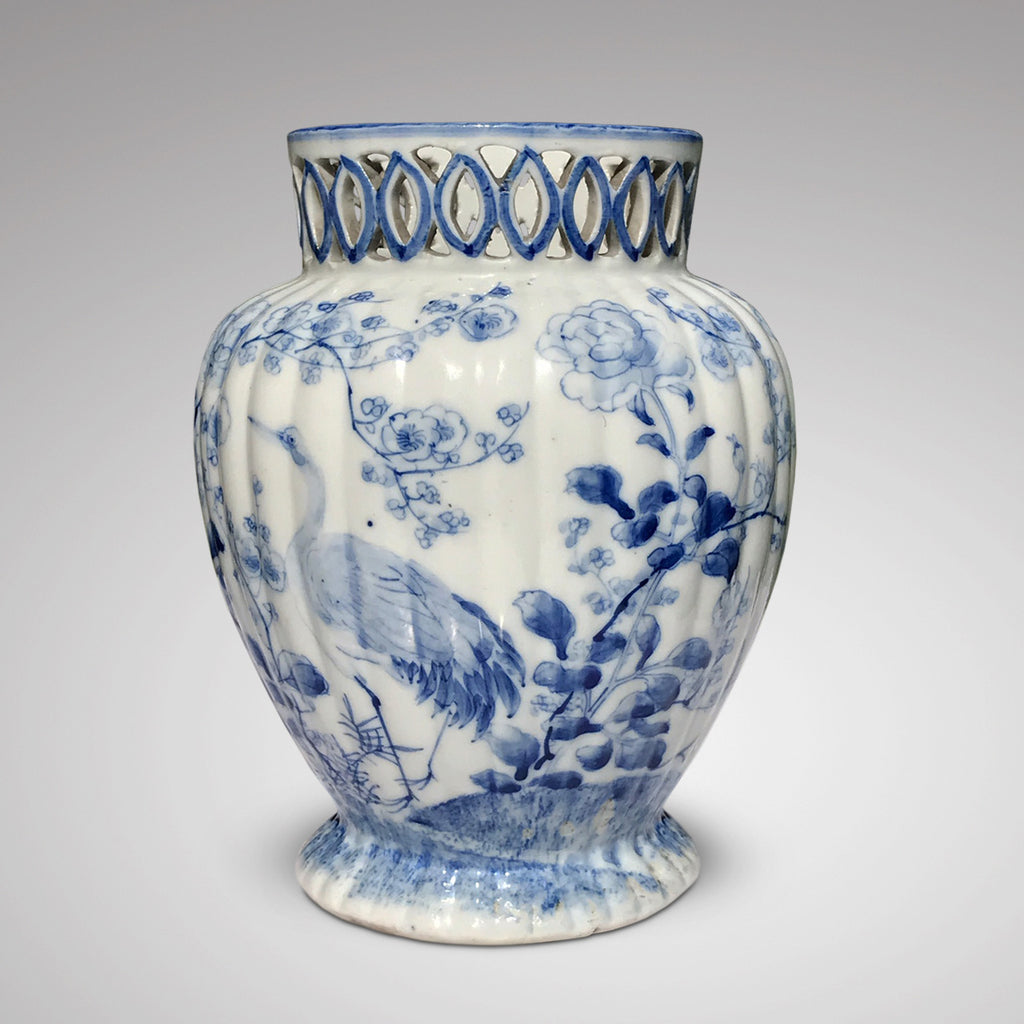 Chinese Lobed Blue & White Vase
