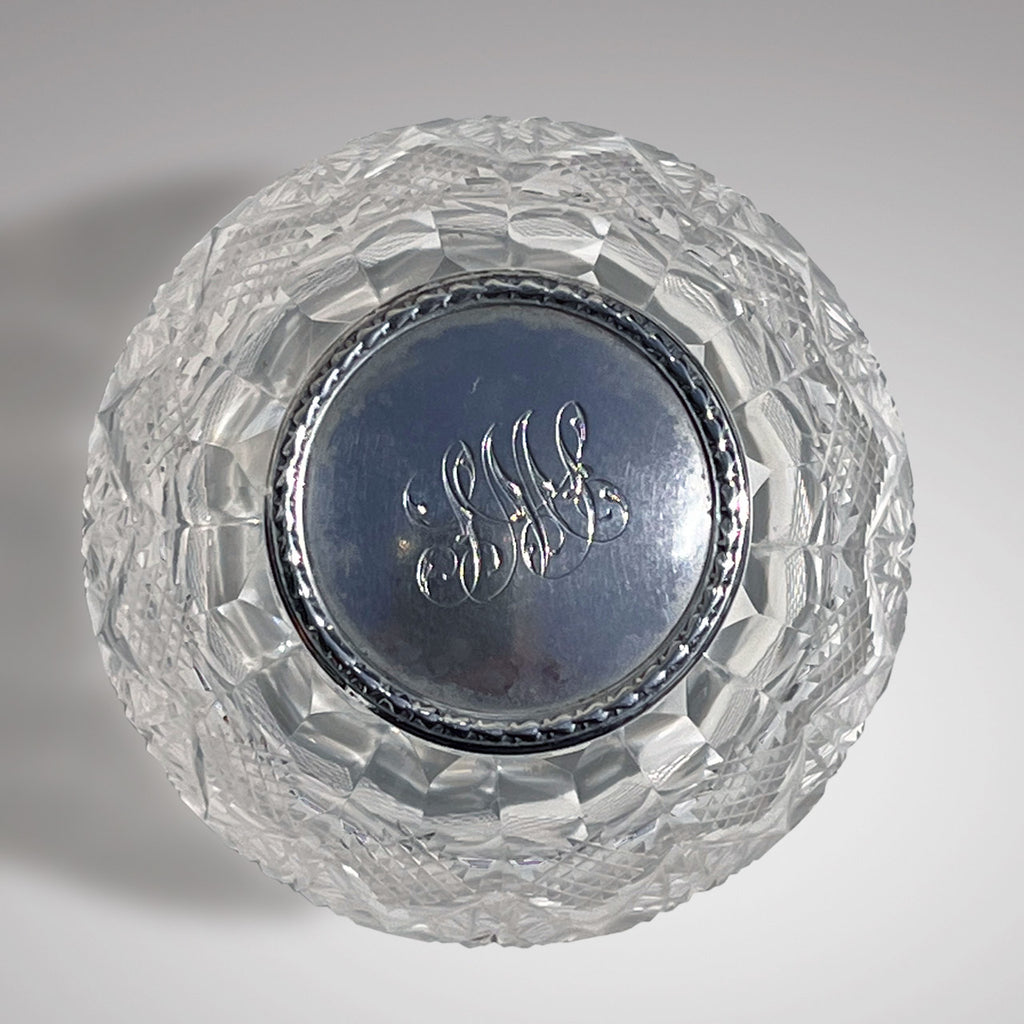 Pair of Cut Glass Perfume Bottles with Silver Tops - Detail View - 3