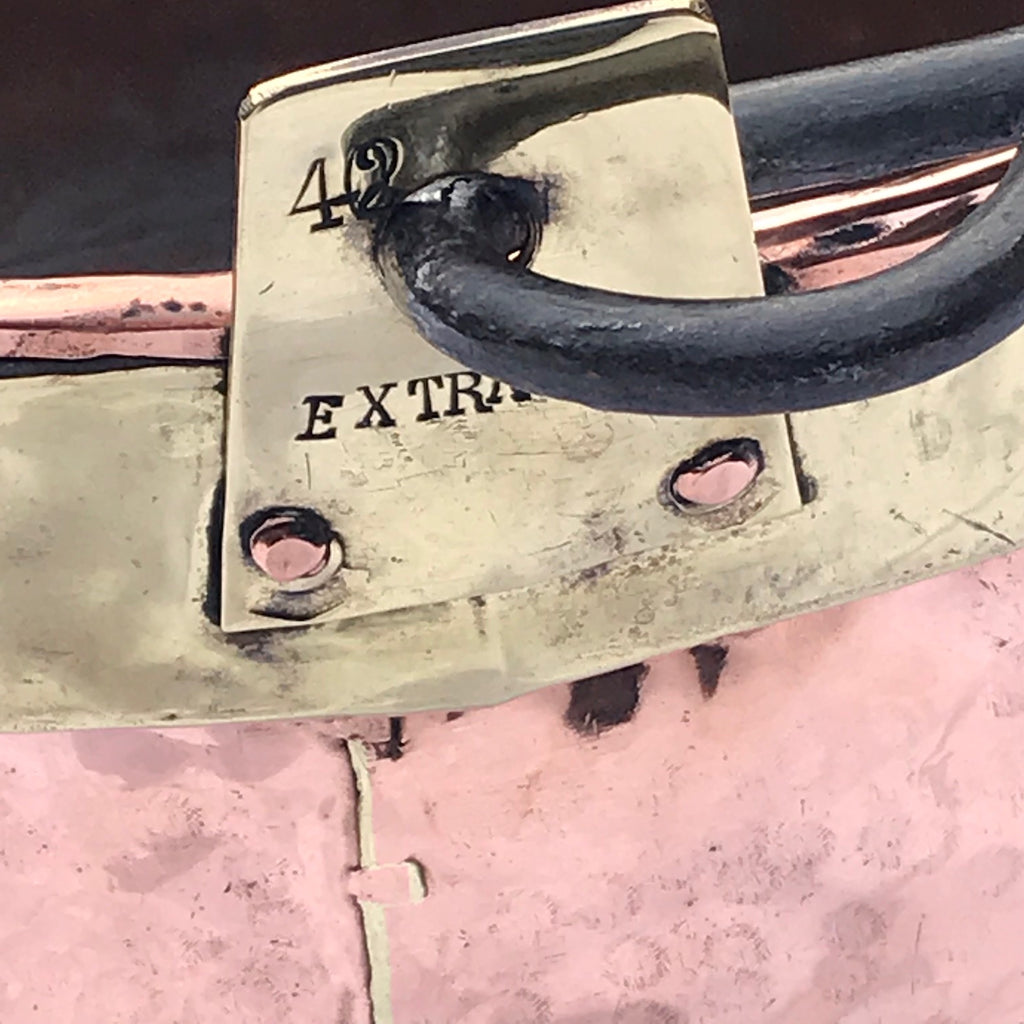 Large 19th Century Brass Bound Copper Boiling Pot - Detail View - 4