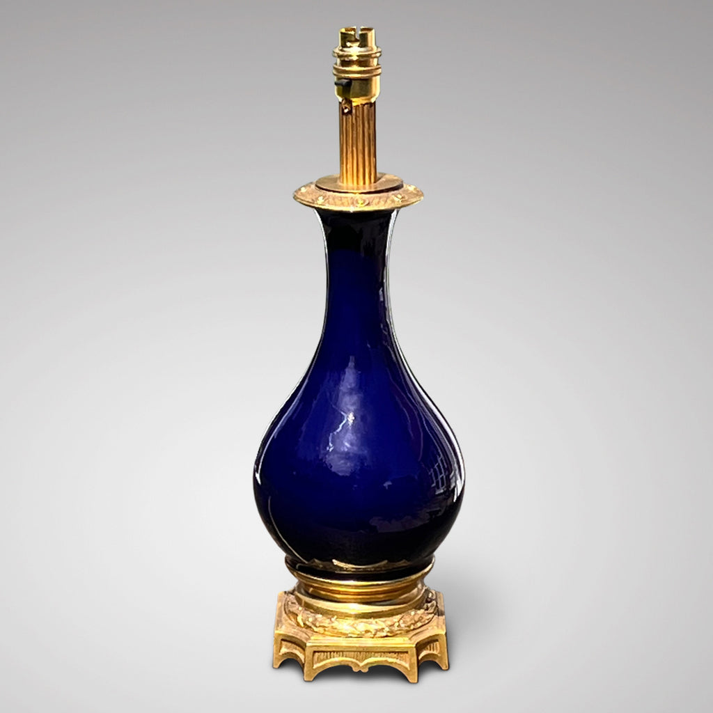 Cobalt Blue Porcelain & Ormolu Table Lamp - Main View - 2