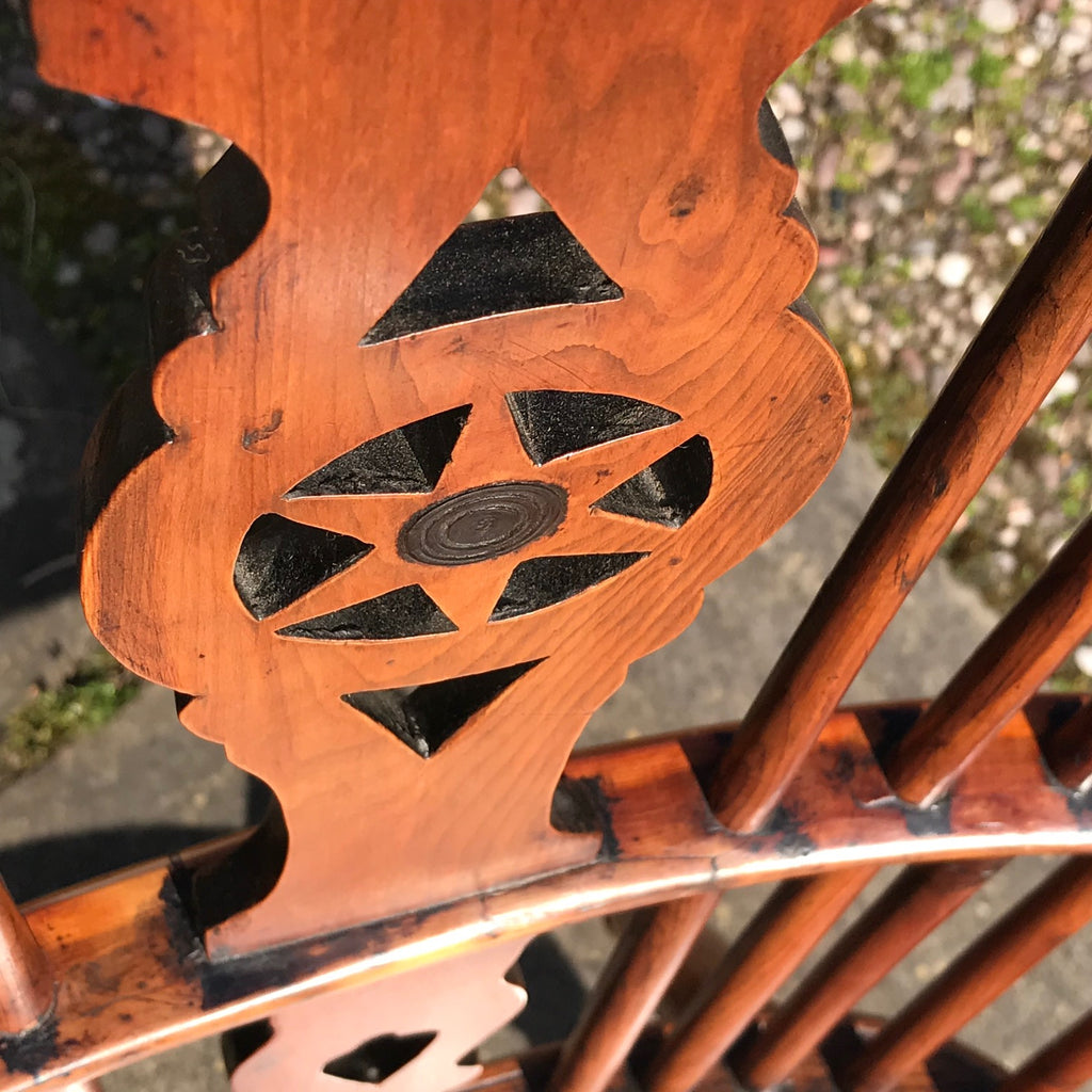 Pair of High Back Elm & Yew Windsor Armchairs - Detail View - 5