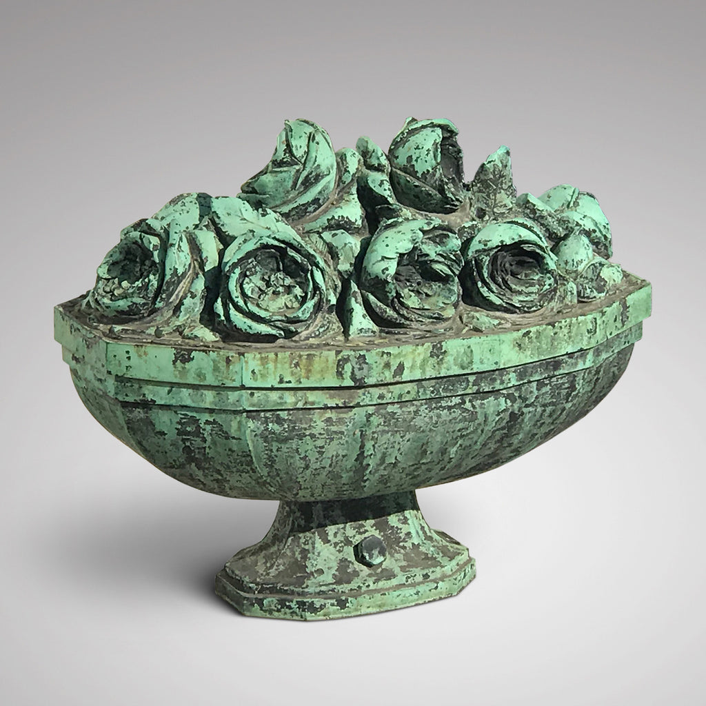 19th Century Bronze Sculpture of Vase of Roses - Main View - 1