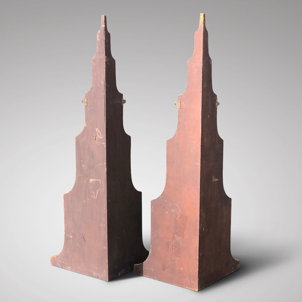 Pair of 19th Century 5 Tier Painted Wall Shelves - Back View - 2