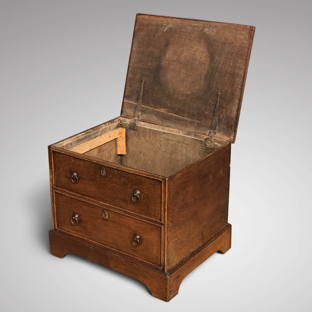 Small Early 19th Century Oak Coffer with Dummy Drawers - Inside View - 3