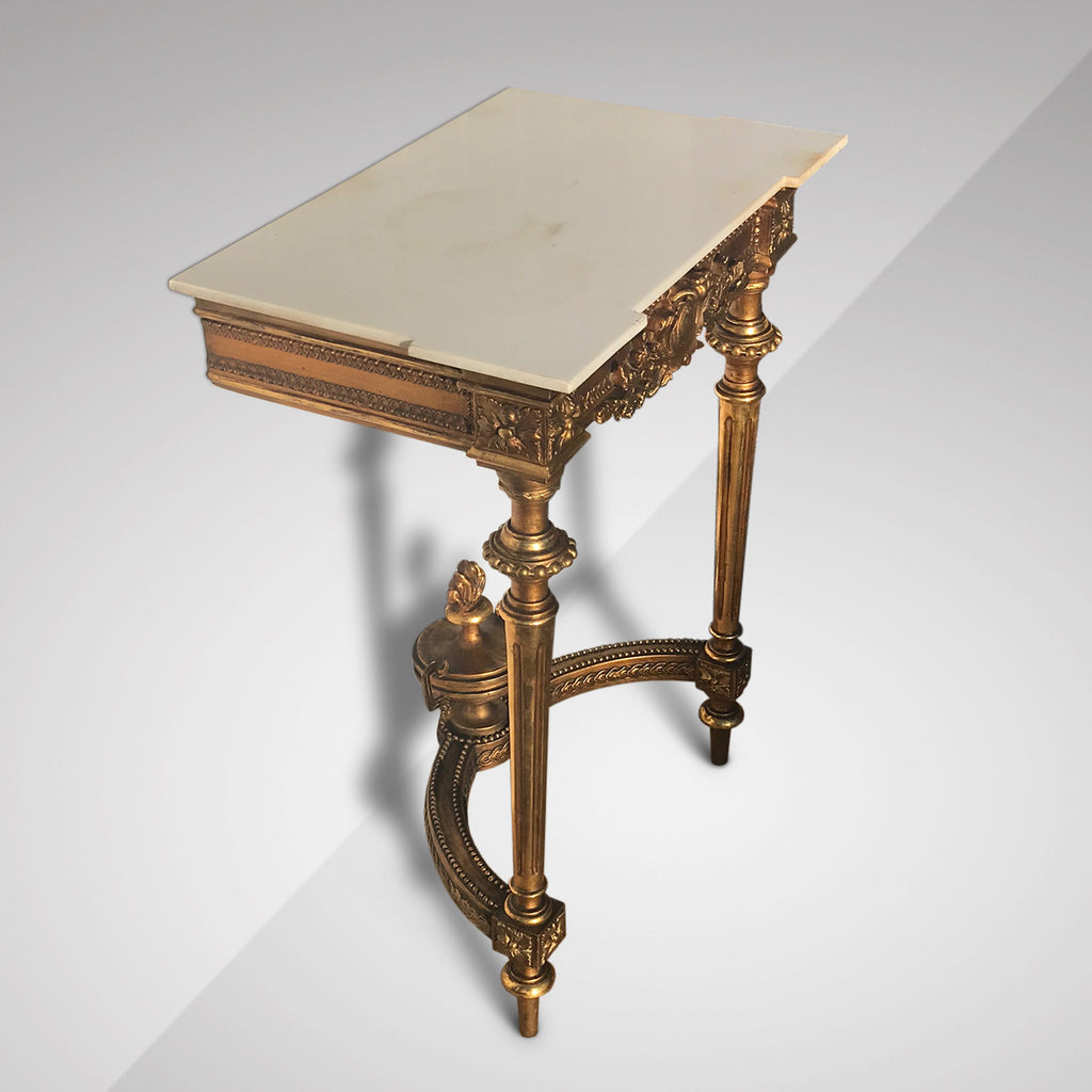 19th Century Giltwood Console with Marble Top - Side View - 3