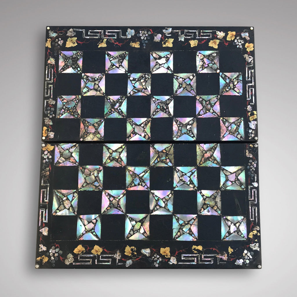 19th Century Mother of Pearl Chessboard with Backgammon Interior - Main View - 1