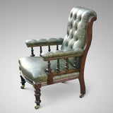 19th Century Leather Library Chair - Main View - 2