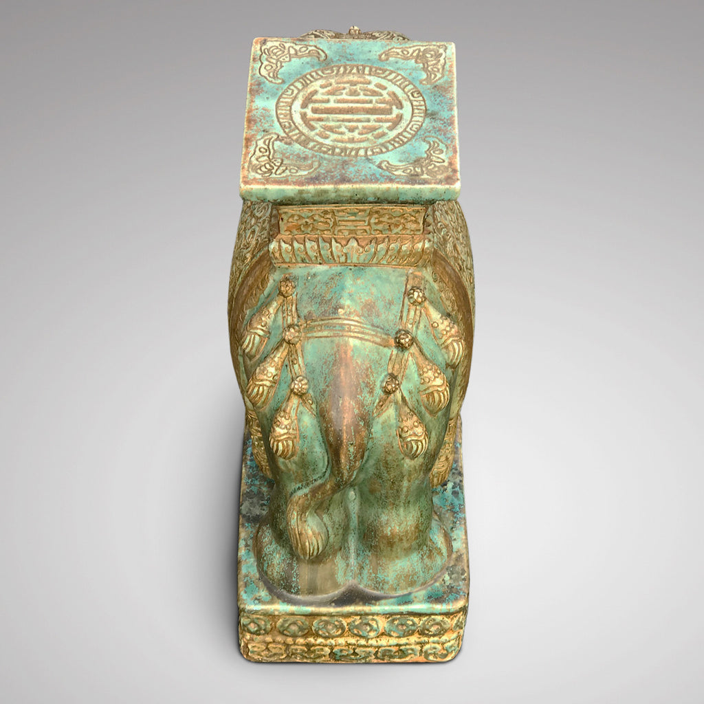 Qing Ceramic Elephant Garden Seat - Back View - 4