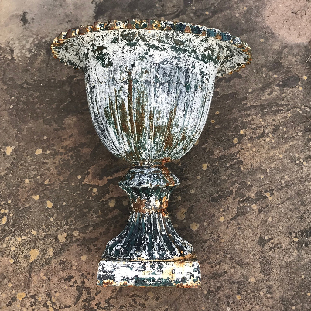 Pair of Victorian Cast Iron Urns on Plinths - Main View - 6