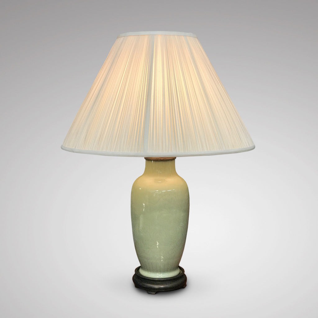 19th Century Chinese Celadon Table Lamp - Main View Illuminated - 1