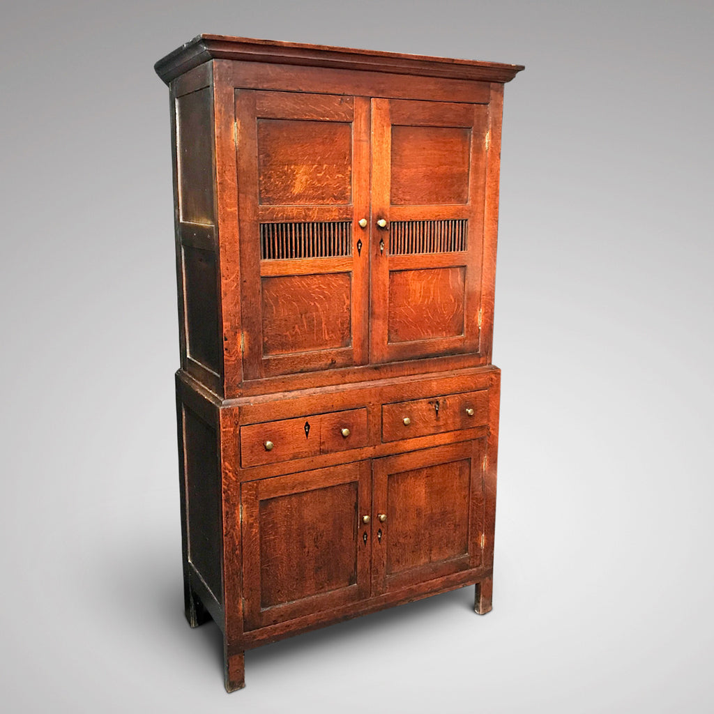 Early 19th Century Welsh Oak Bread & Cheese Cupboard - Front & Side View - 2