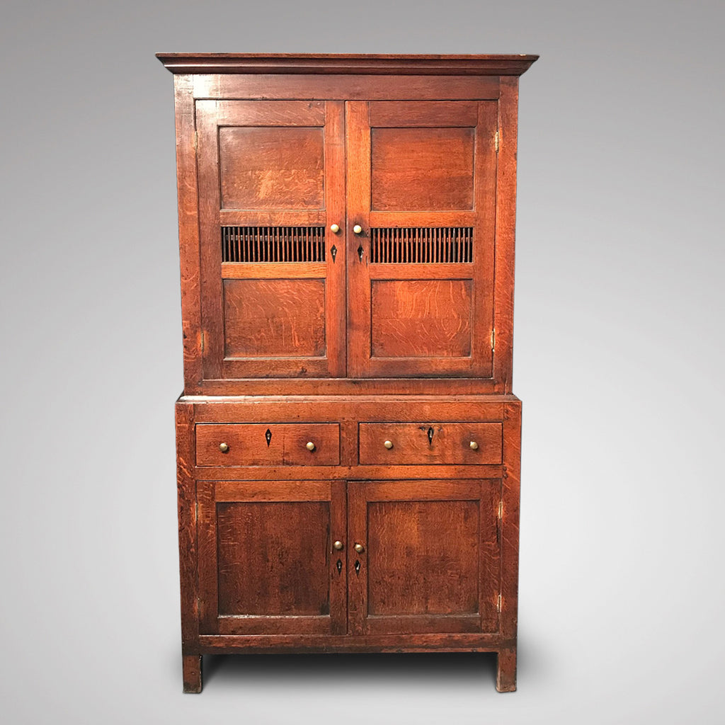 Early 19th Century Welsh Oak Bread & Cheese Cupboard - Front View - 1