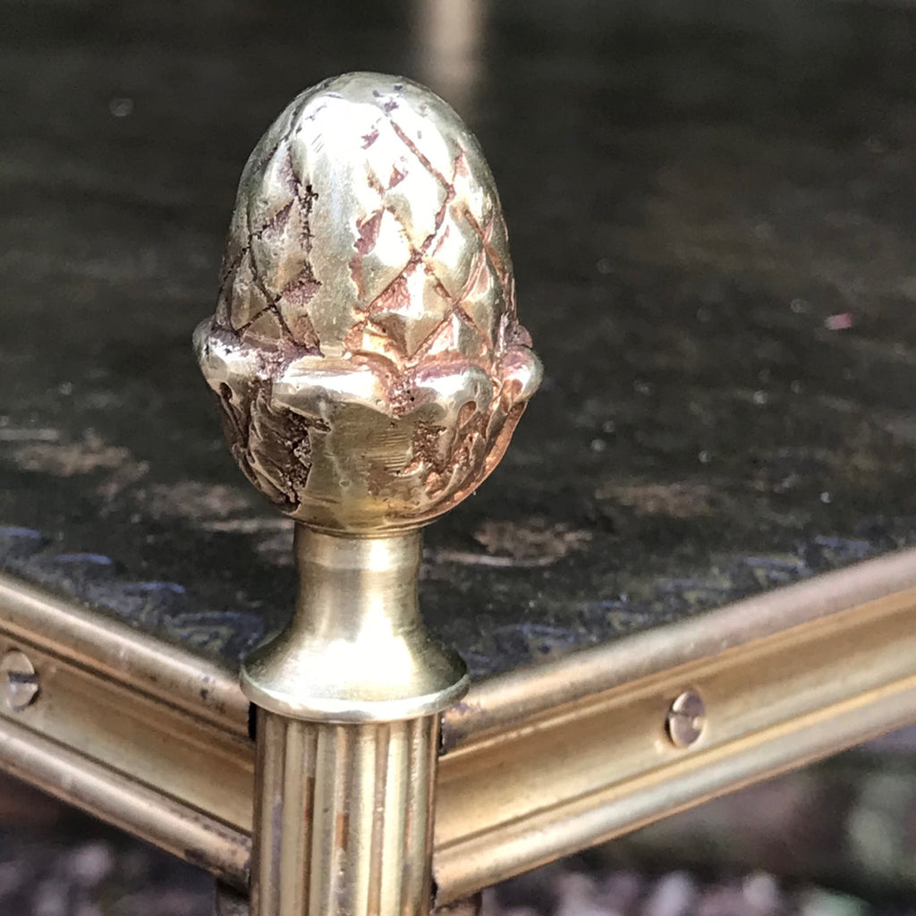 Early 20th Century Brass & Leather Etagere - Detail View - 3