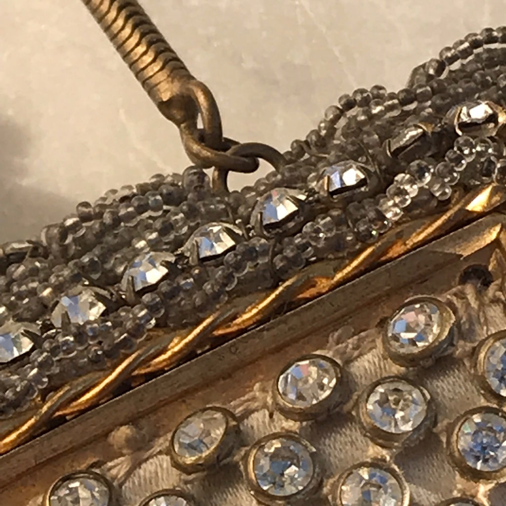 1950's French Diamante Evening Bag Compact