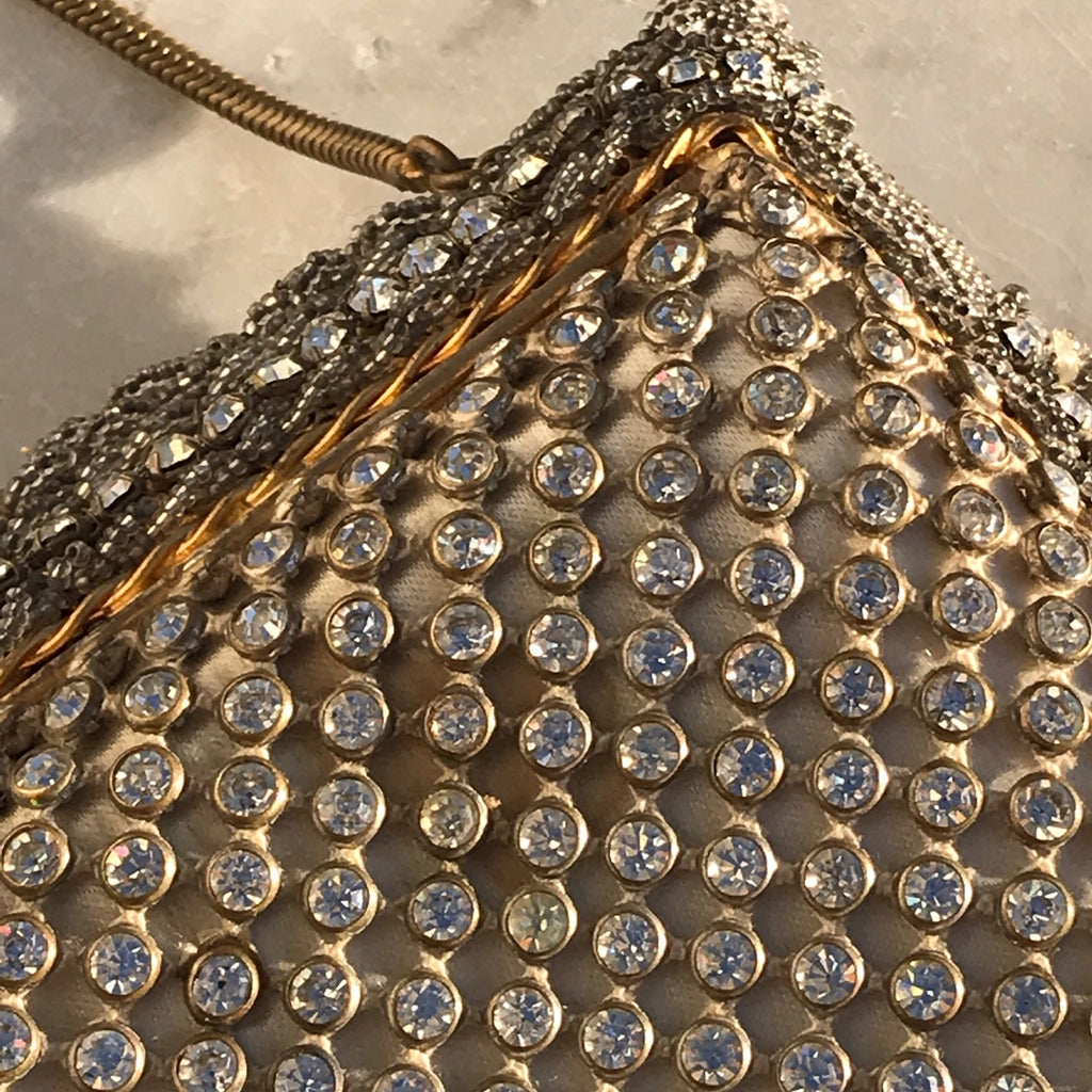 1950's French Diamante Evening Bag Compact