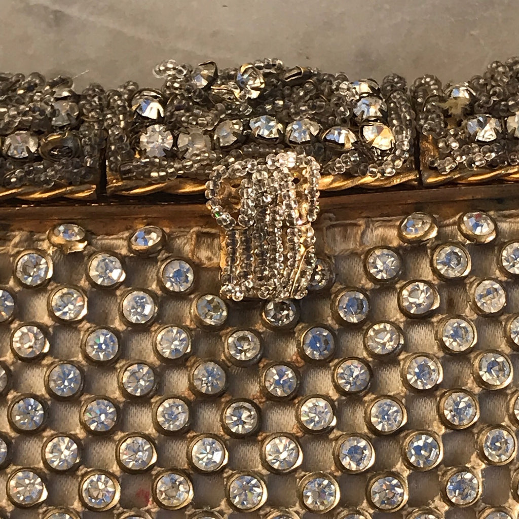 1950's French Diamante Evening Bag Compact