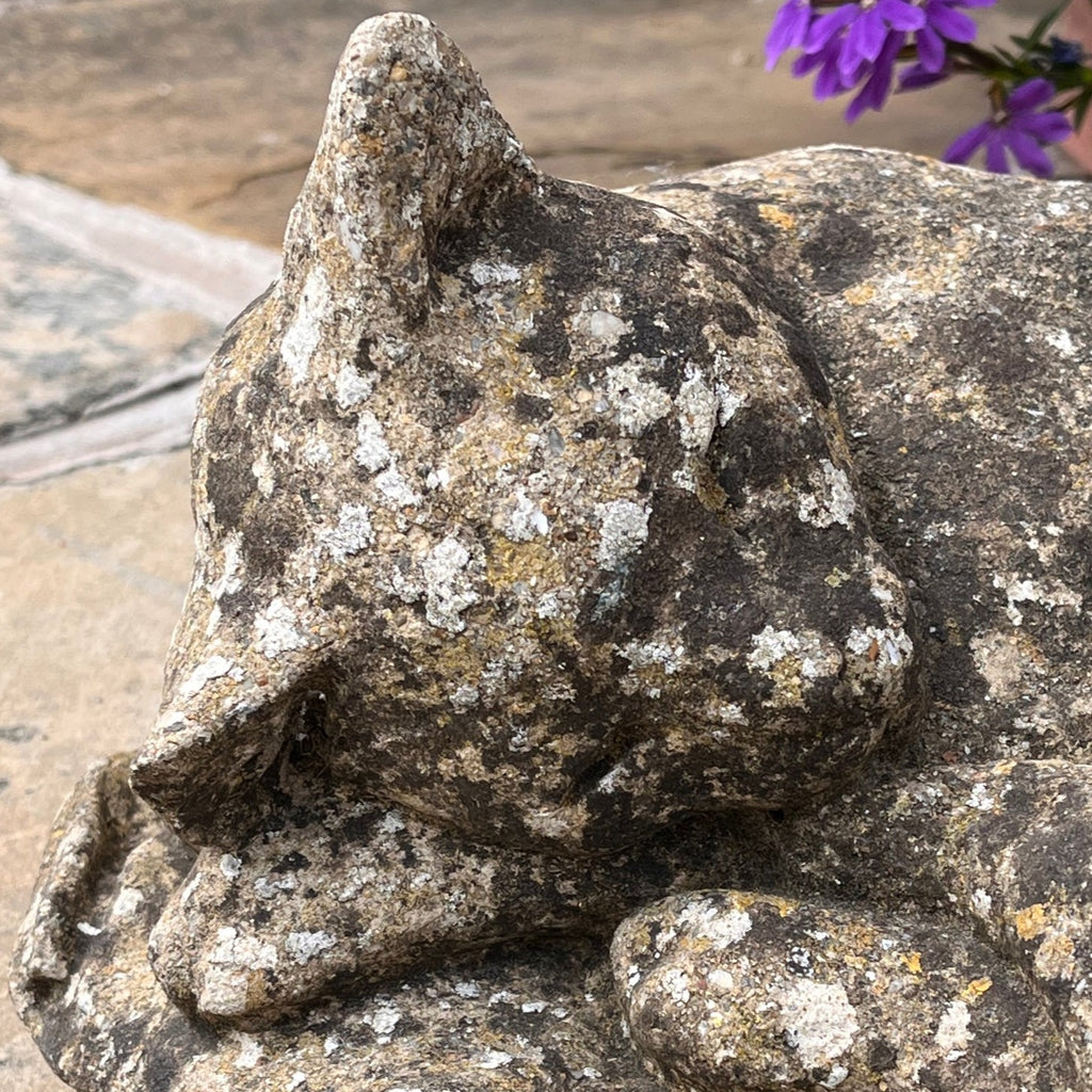 Vintage Sleeping Cat Garden Ornament - Detail View - 2