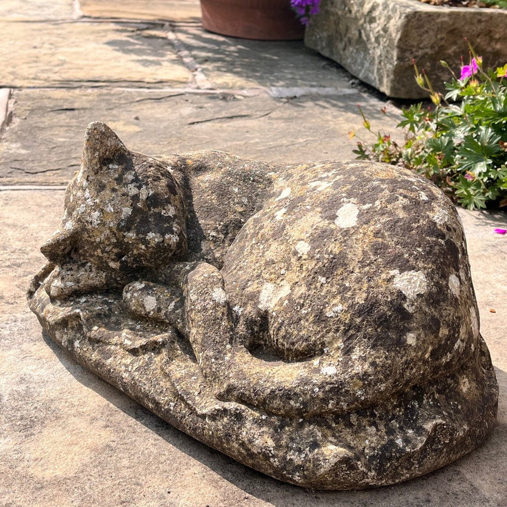 Vintage Sleeping Cat Garden Ornament - Main View - 3