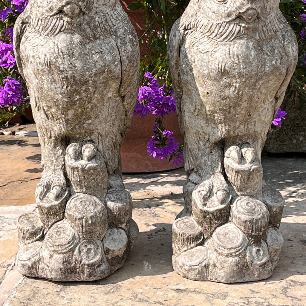 Pair of Vintage Garden Owl Ornaments - Detail View - 5