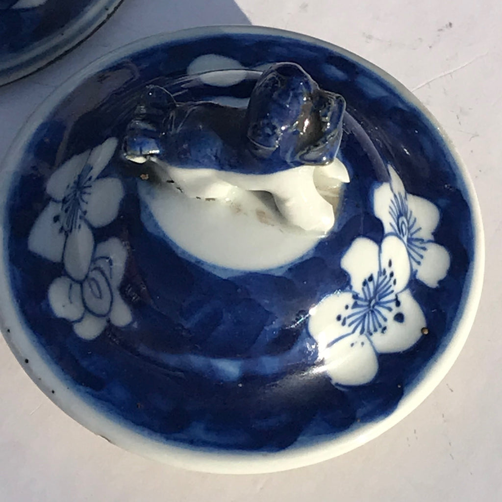 Pair of 19th Century Blue & White Chinese Vases with Covers - Detail View - 11