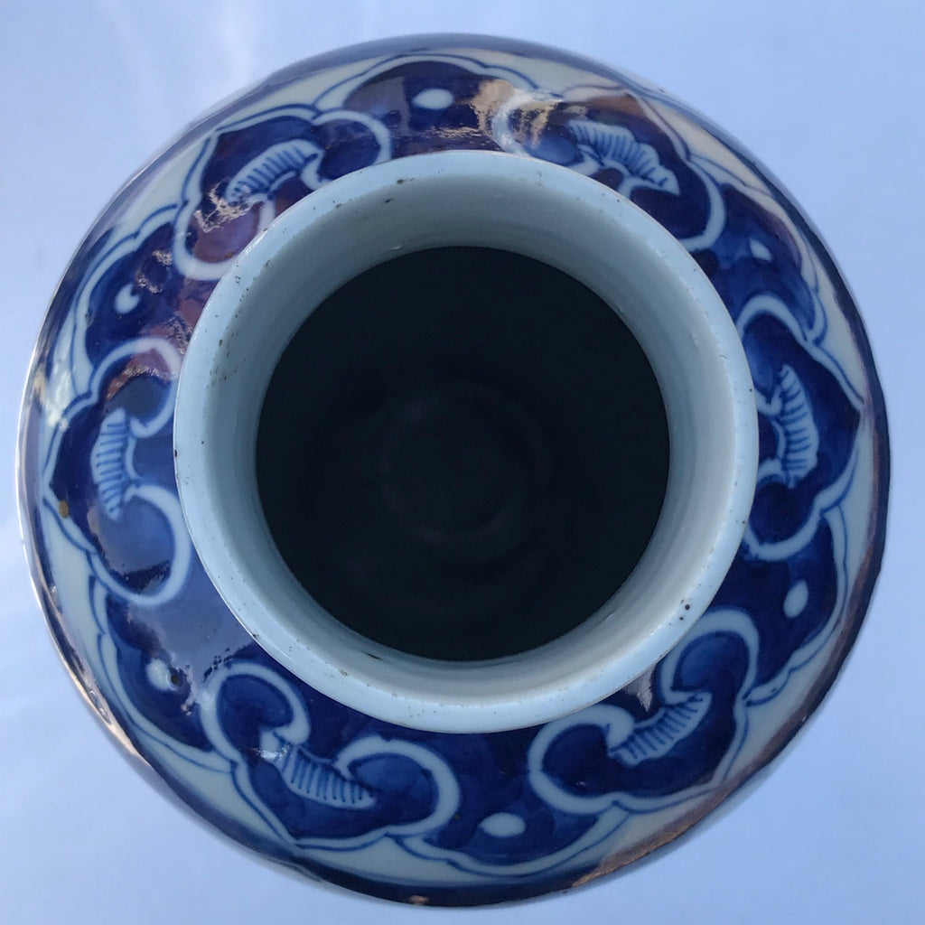 Pair of 19th Century Blue & White Chinese Vases with Covers