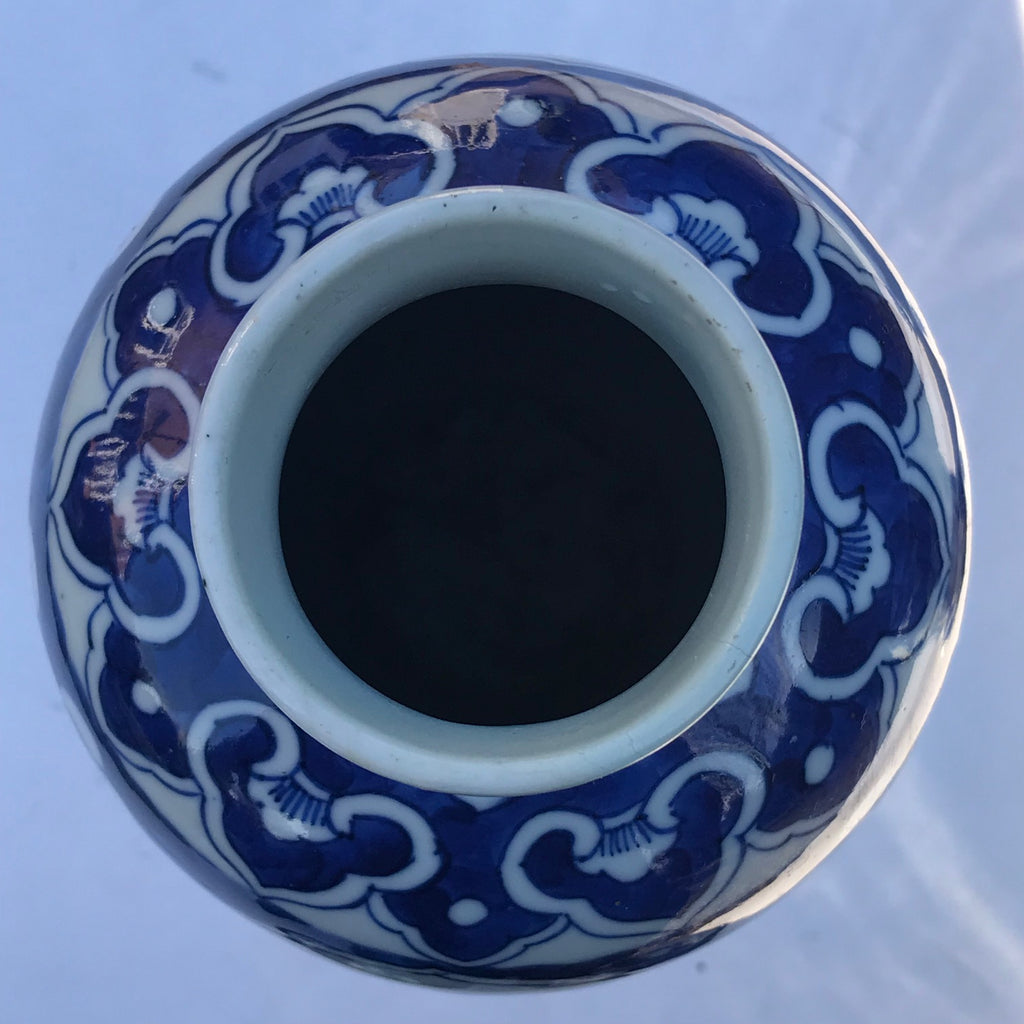 Pair of 19th Century Blue & White Chinese Vases with Covers