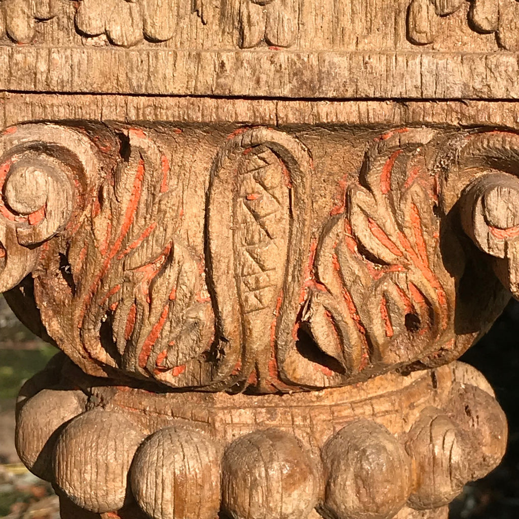 Matched Pair of Tall Asian Carved Columns - Detail View - 4