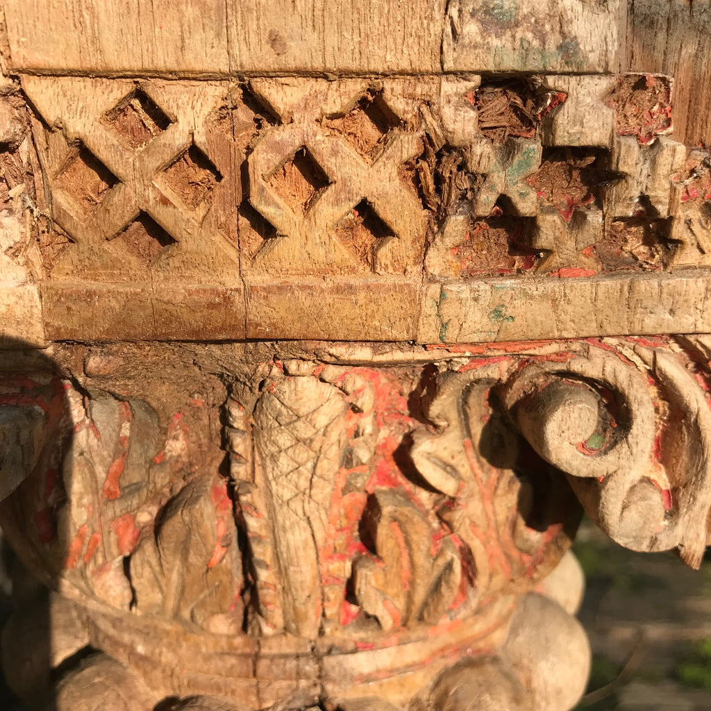 Matched Pair of Tall Asian Carved Columns - Detail View - 11
