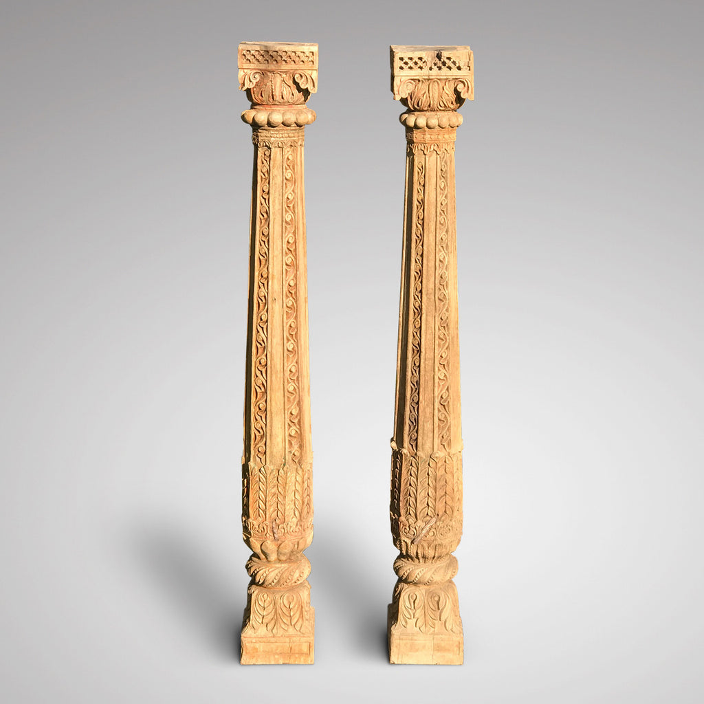 Matched Pair of Tall Asian Carved Columns - Main View - 2