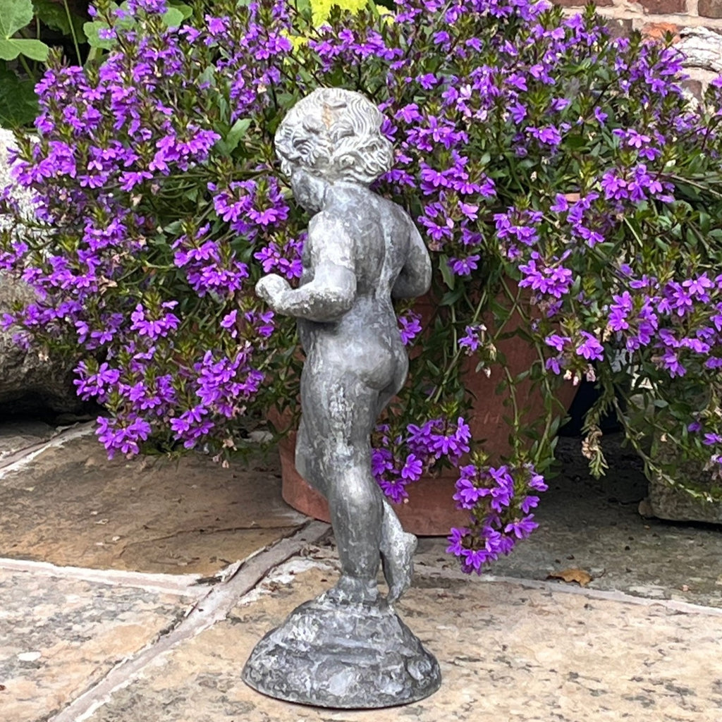 Antique Lead Putto Garden Figure - Back View - 4
