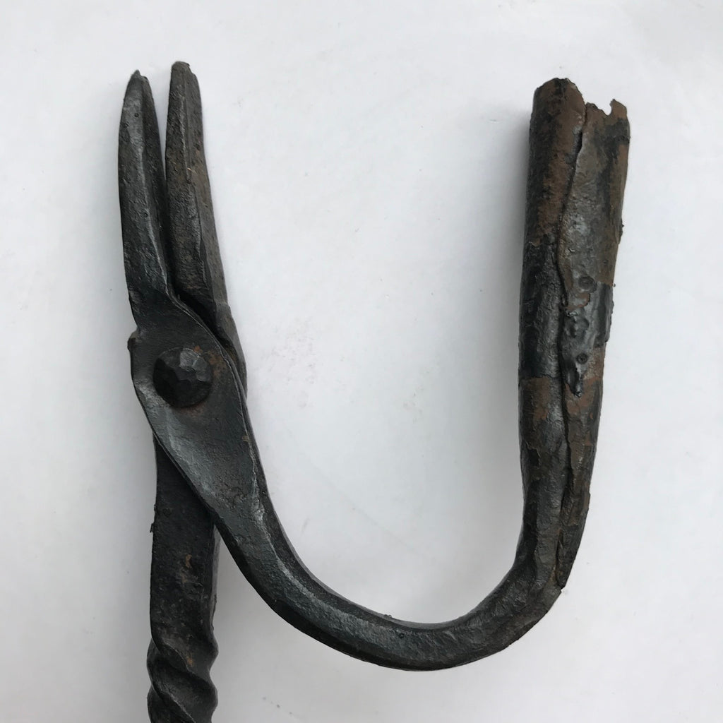 Early 18th Century Rush Light Holder on Rustic Wooden Base