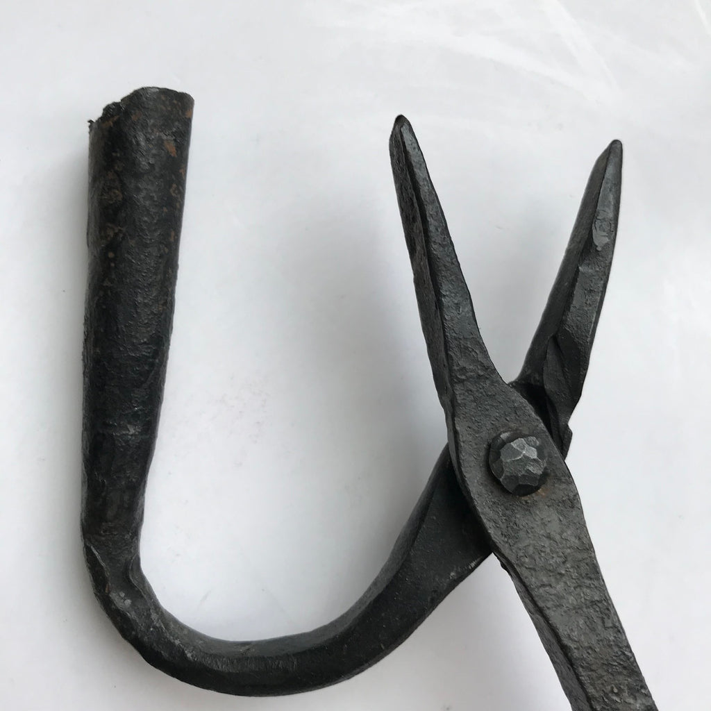 Early 18th Century Rush Light Holder on Rustic Wooden Base