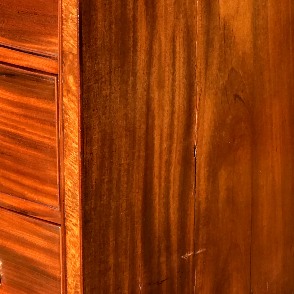 William IV Bow Front Mahogany & Burr Oak Chest of Drawers - Side View - 3