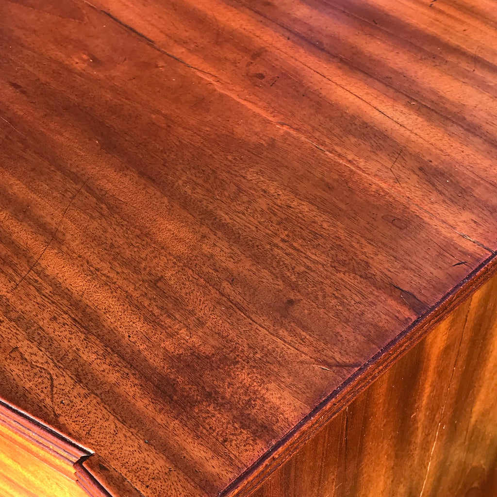 William IV Bow Front Mahogany & Burr Oak Chest of Drawers - Top Corner View - 6