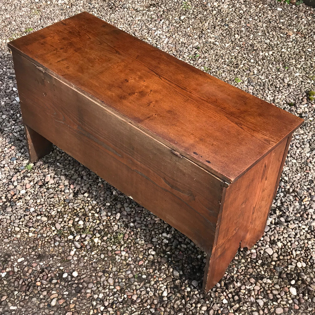 Georgian Elm Coffer with Heart Motif - Back View - 2