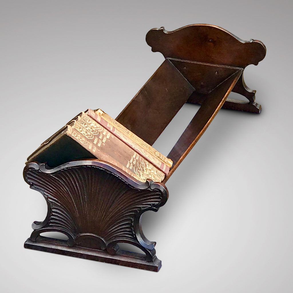 19th Century Mahogany Book Trough with Shell Ends - Main View - 2
