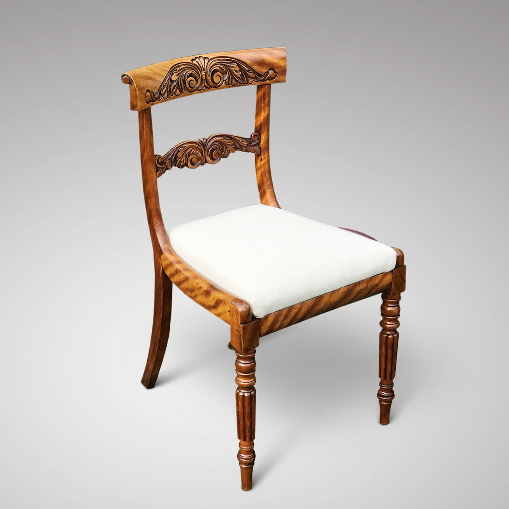 Set of 6 William IV Satin Birch Dining Chairs - Front & Side View - 2