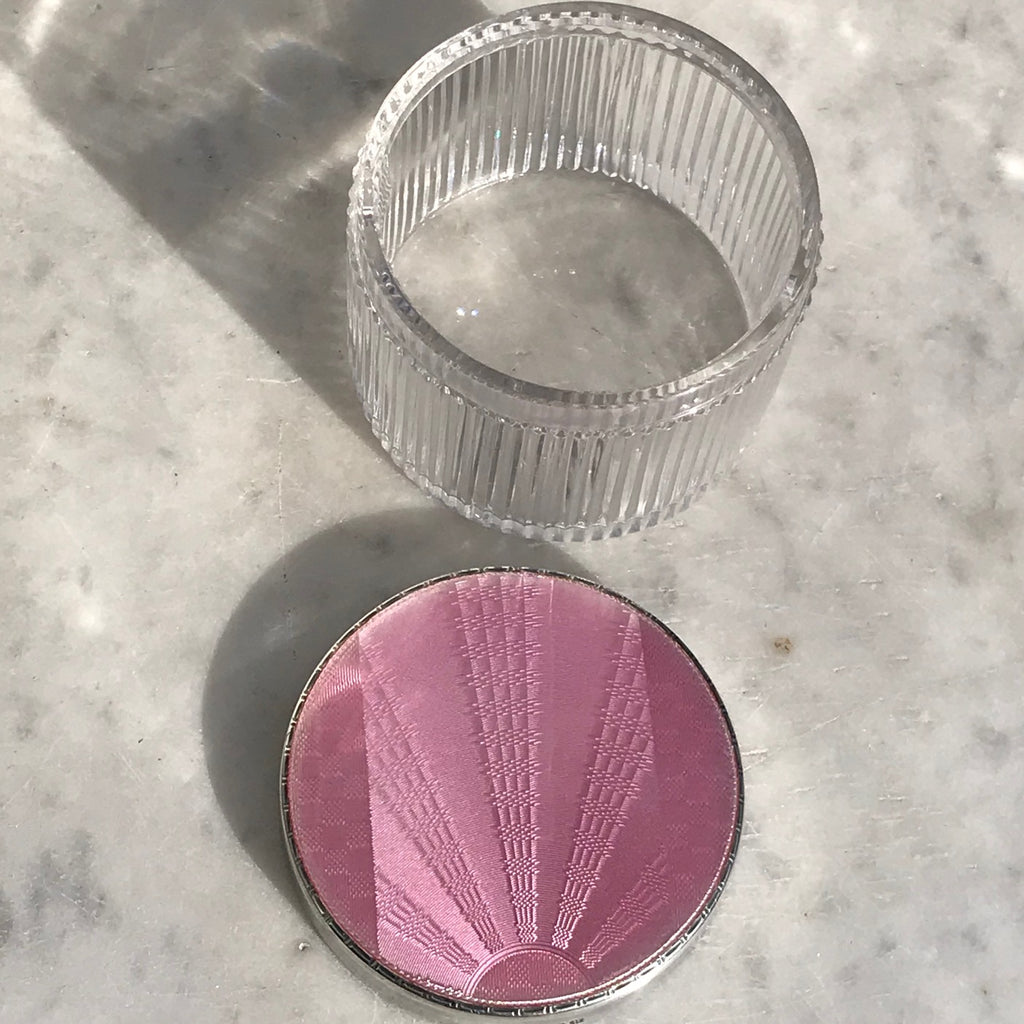 Art Deco Glass Pot with Silver & Guilloche Enamel Top - Main View - 2