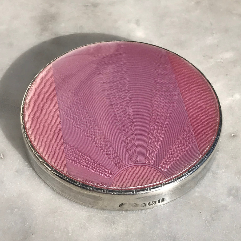 Art Deco Glass Pot with Silver & Guilloche Enamel Top - Detail View - 3