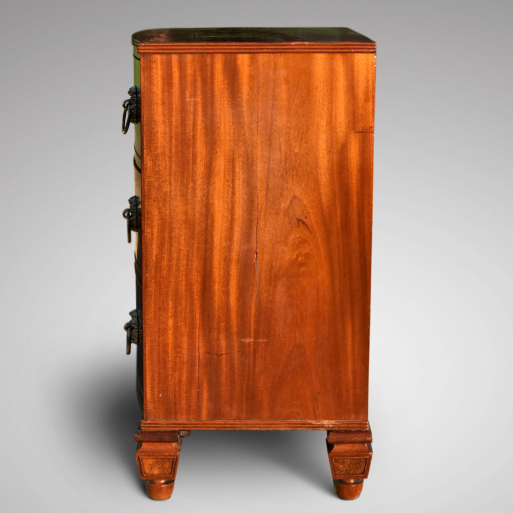 William IV Bow Front Mahogany & Burr Oak Chest of Drawers - Side View - 8