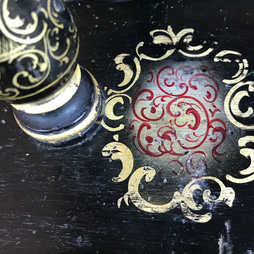 Victorian Japanned & Painted Embroidery Frame - Detail View - 4