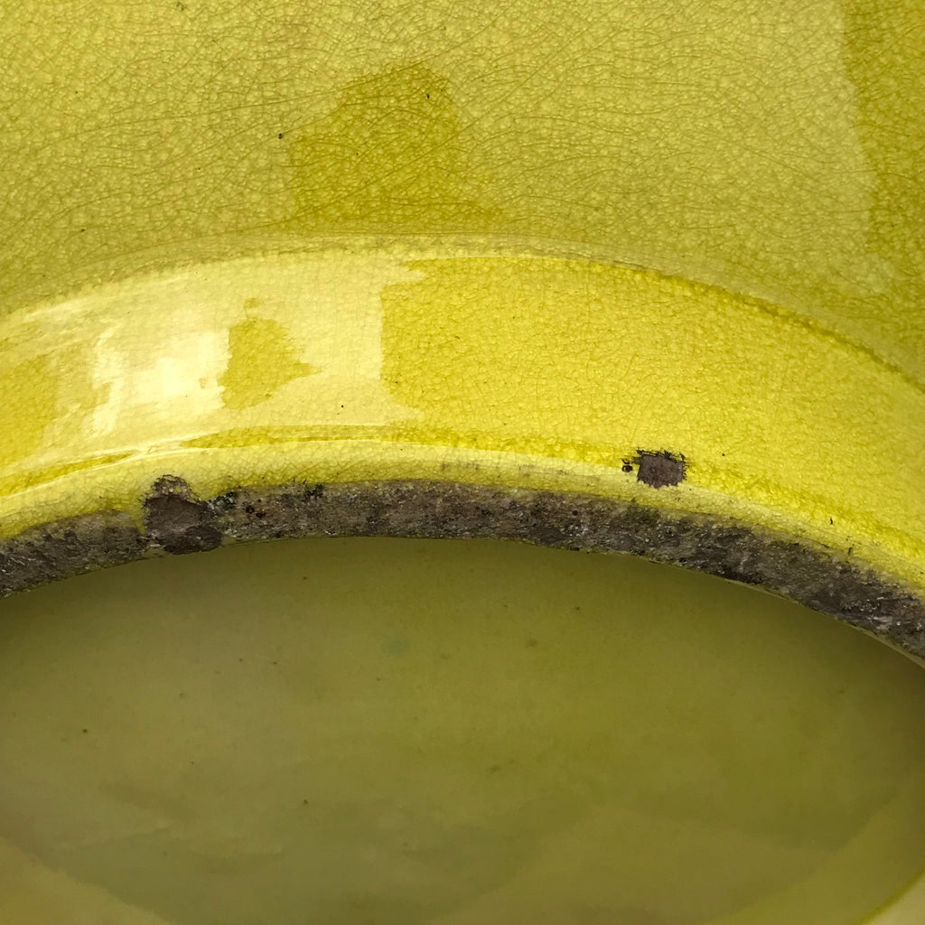 Enormous Yellow Chinese Ceramic Bottle Vase - Rim Detail View - 8
