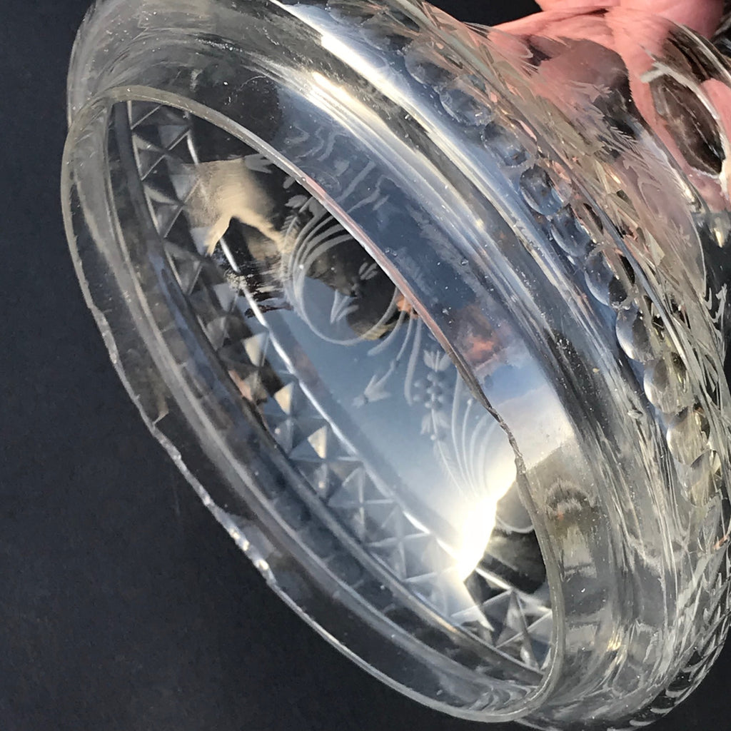 Pair of 19th Century Covered Glass Urns - View of Inside Edge of Cover - 5