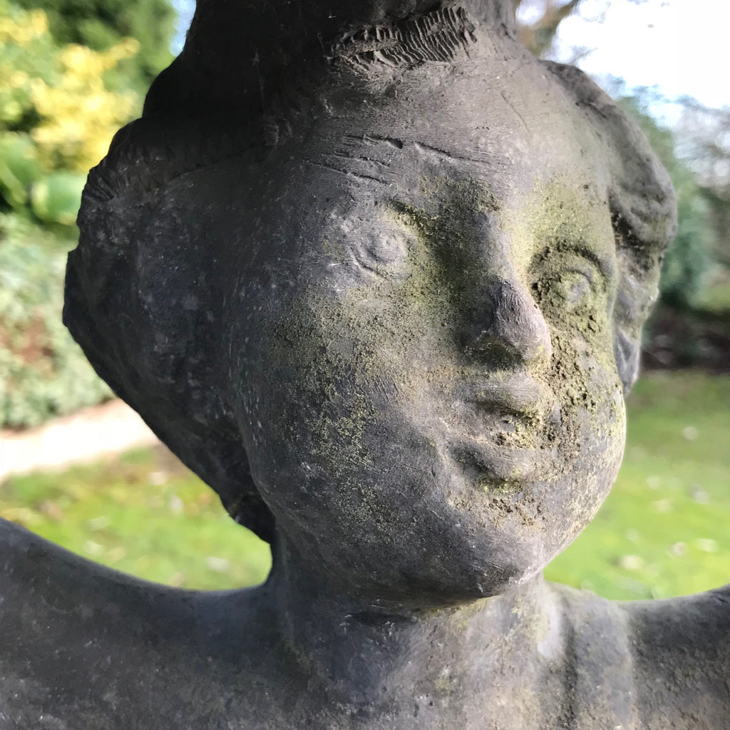 Victorian Lead Birdbath - Detail View of Face - 5