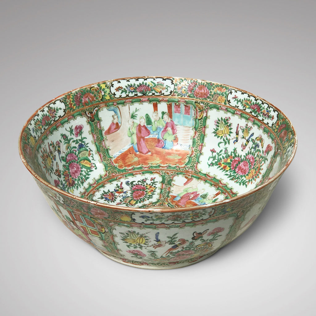 Large 19th Century Cantonese Famille Rose Enamelled Bowl - Main View - 1