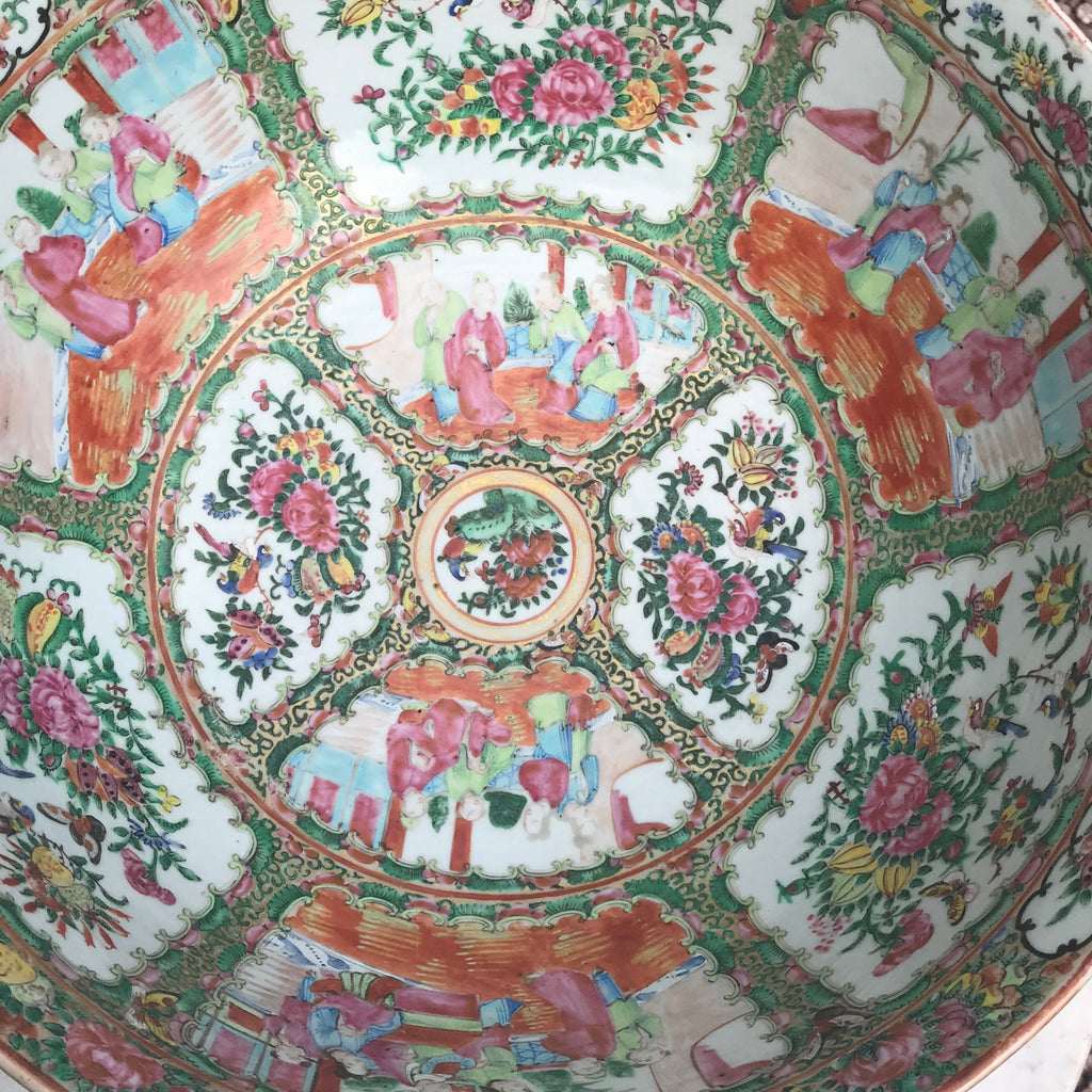Large 19th Century Cantonese Famille Rose Enamelled Bowl - Detail View - 5