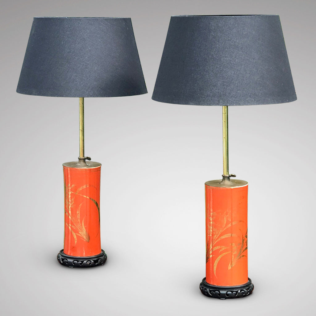 Pair of Early 20th Century Adjustable Lamps in Japanese Style - Main View - 1