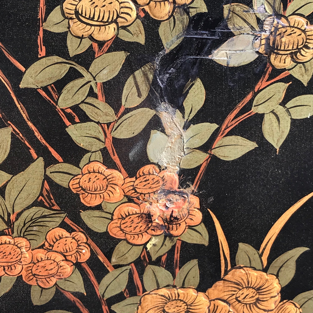 Large 19th Century Chinoiserie Folding Firescreen - Detail View of Decoration - 8